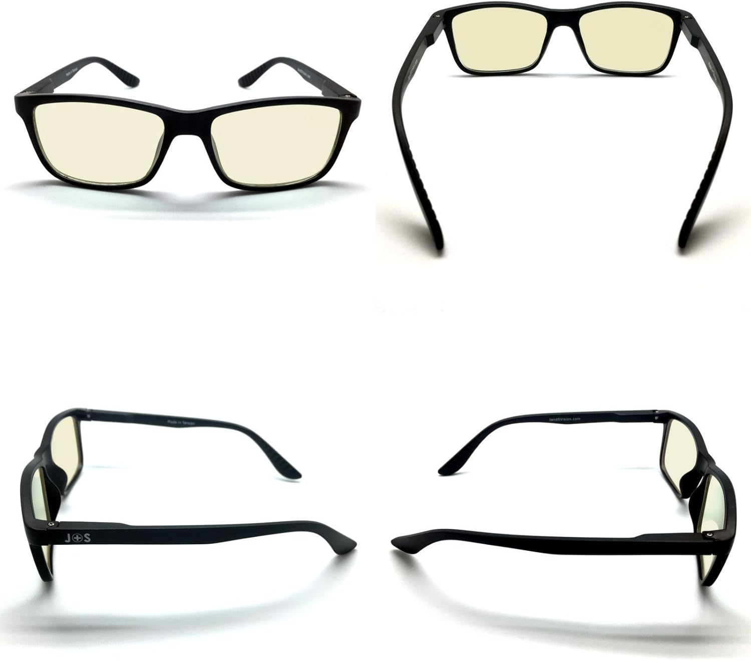 J+S Vision Blue Light Shield Computer Reading/Gaming Glasses - 0.0 Magnification - Anti Blue Light 100% UV Protection Low Color Distortion, Classic Black Frame - Essential Gaming Gear: Health & Personal Care