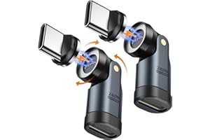 USB C Magnetic Adapter 240W (2Pack) - 9 PIN Magnetic Type-C Adaptor with 180° 360° Rotating, Right Angle USBC to USB C 90 Deg