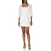 Speechless Womens 3/4 Sleeve Ruched Mesh Bodycon Dress