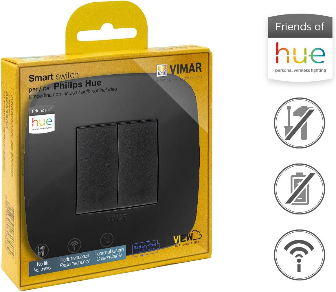 VIMAR 0K03906.08 Arké Round Friends of Hue Smart Switch Kit, Wireless Light Switch without Battery - Image 4