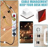 LICQIC 60Pcs White Self Adhesive Cable Clips Outdoor Wire Management Hooks for view 5