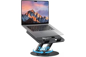 OMOTON Laptop Stand for Desk with 360° Rotating Base, Ergonomic Laptop Riser for Collaborative Work, Easy Storage, Fit MacBook/Laptops up to 14 inches, Black