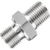 Yoebor 304 Stainless Steel Hex Pipe Nipple 1/4" G Male x 1/4" NPT Male 1pc
