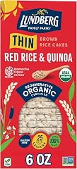 Lundberg Organic Thin Stackers, Red Rice & Quinoa, Salt-Free, Thin Multigrain Rice Cakes, Gluten-Free, Vegan, Healthy Snacks,