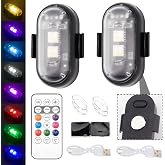 2PCS Wireless LED Strobe Lights with Remote Control, Waterproof USB Charing 8 Colors Mini LED Lights, High Brightness Anti-Collision Warning LED Lights for Car, Drone, Truck,automotive &amp; Bike,Magnetic