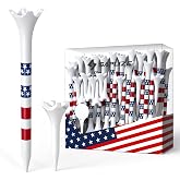 SAPLIZE Thick 120 or100 or 50 Pack Plastic Golf Tees with Stars &amp; Stripes Height Marking System, Durable 4-Prong Golf Tees Designed to Reduce Friction and Side Spin, for Driving, Practice &amp; Golf Gifts