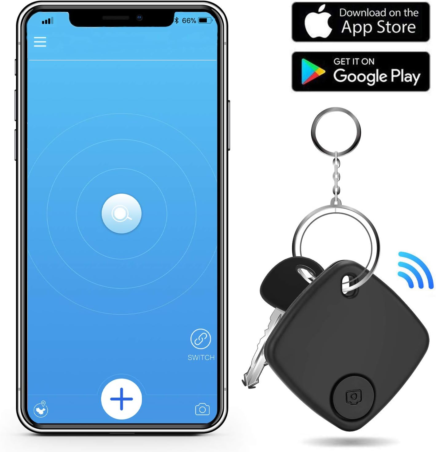 Key Finder - Key Finder Locator with App for Phones Purse Bag Luggage Keychain - Anti Lost Bluetooth Wallet Tracker Phone Finder - Smart Tracker Device Item Finder