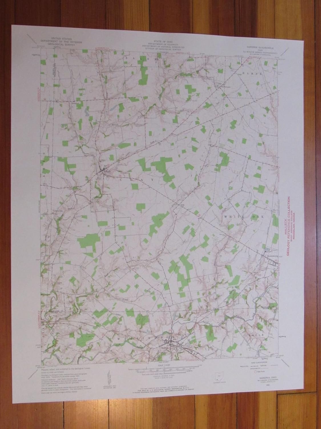 Sardinia Ohio 1962 Original Vintage USGS Topo Map