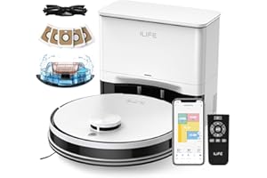ILIFE A30 Pro Robot Vacuum and Mop, Self Emptying Station for 60 Days, 5000Pa Suction, LiDAR Navigation, No-Go Zones, 2.4G WiFi/App/Alexa/Remote Control, Roller Brush for Carpet, Hard Floors, 110V