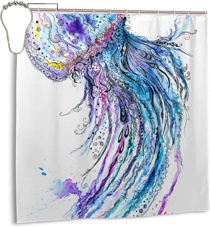 Dfform Quallen, Aquafarben Kunst Ozean Tierdruck Skizze Stil Kreatives