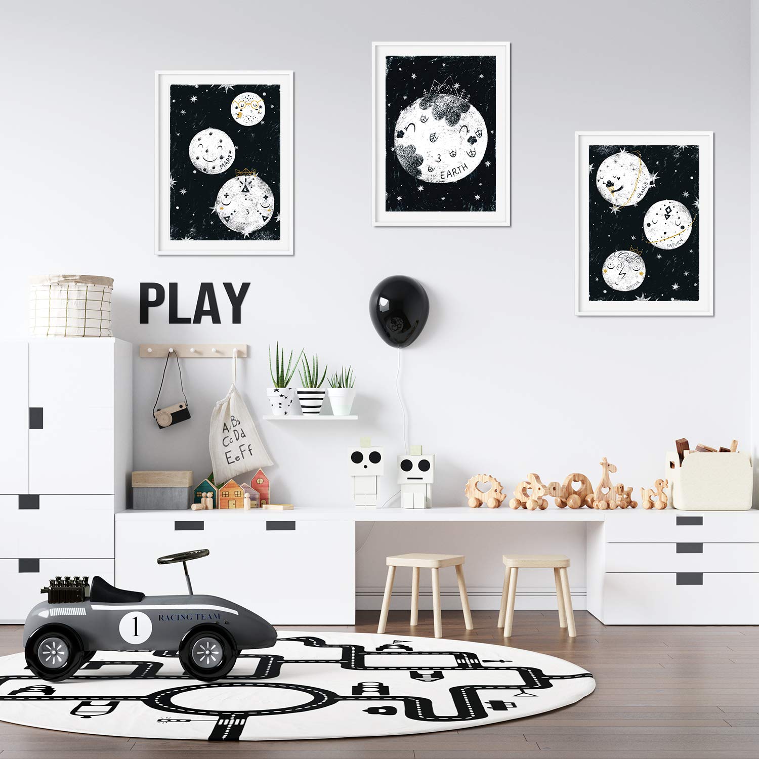 Nacnic Set of 3 posters for children and children's room Scandinavian style planets A4Lunas unframed