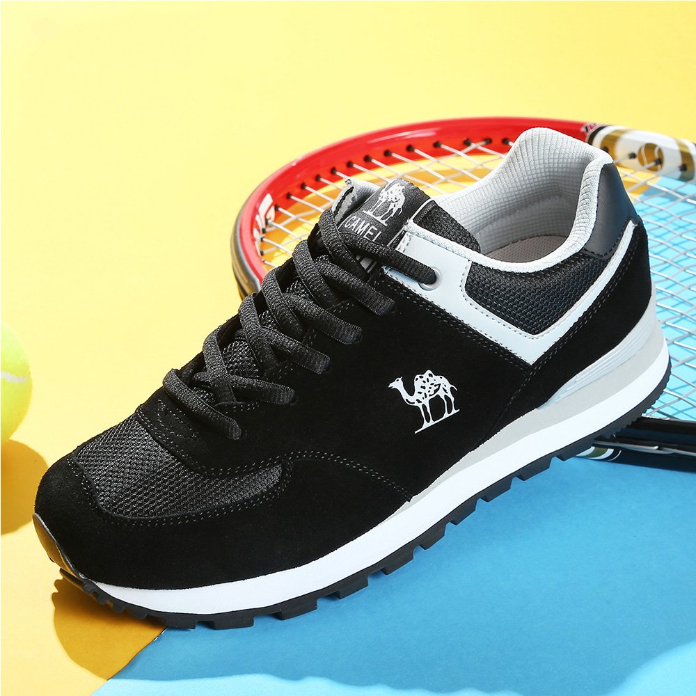 CAMEL CROWN Men\'s Running Shoes Lightweight Leather Athletic Shoes Breathable Leisure Sports Shoes