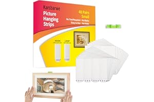 Karsbarwe 48-Pairs(96 Strips) Small Picture Hanging Strips Heavy Duty,Hook and Loop Tape,Water-Resistant Adhesive Strips for Frame Hanging,Decorations, No Tools Wall Hanging Strips