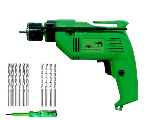 CAMEL BRAND 13mm Impact Drill Machine with 6Pcs Metal/Wood Drill Bit & 4Pcs Wall bit & 1Pc Tester (copper motor)