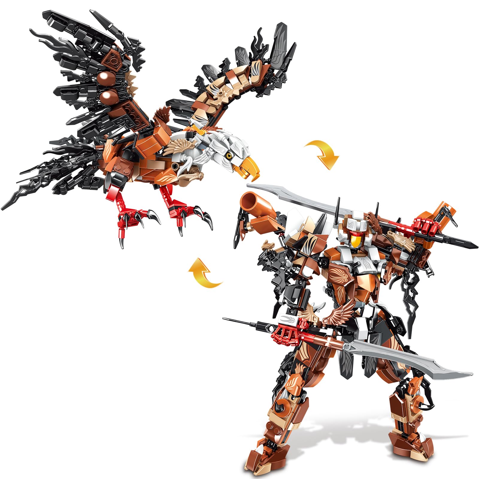 Photo 1 of 2 in 1 Transforming Eagle Mecha Robot Building Set?587 PCS Compatible with Lego Ninja Mech STEM Construction Toy for Kids Aged 6+?Eagle & Mech?