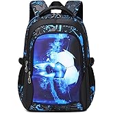 Boys Backpack for Elementary Kids Bookbag Middle School Bags Heavy Duty Soccer Laptop Durable Waterproof 18 In (2-Blue)