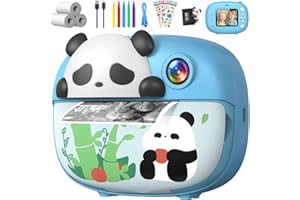 Uffylle Panda Kids Camera Instant Print Photo with 32G Card, 1080P HD Video Instant Cameras Age 3-12, Digital Toddler Camera Toys with Color Pens for DIY 3-12 Year Old Girls Boys Gifts Birthday, Blue