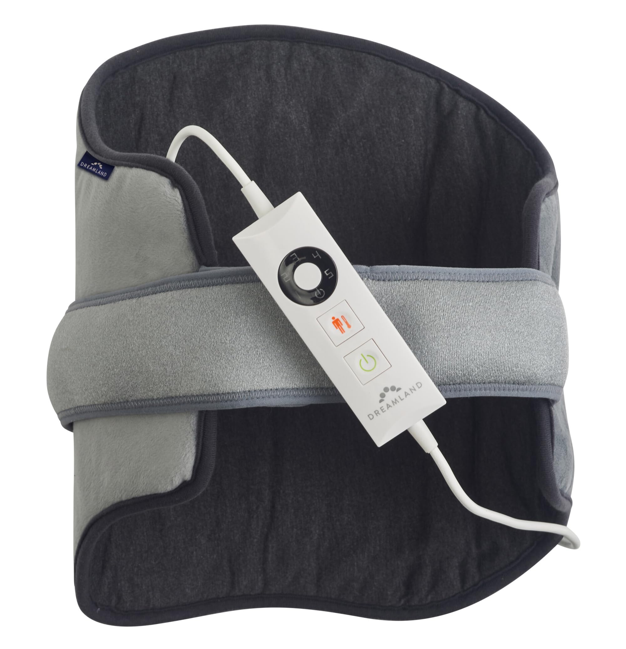 Dreamland Revive Me – Back Heat Pad, Grey, Fast Heat-up, 3-Hour Adjustable Temperature, Auto Safety Shut-Off, Machine Washable, Specifically for Back, Size Adjustable, 61x38cm