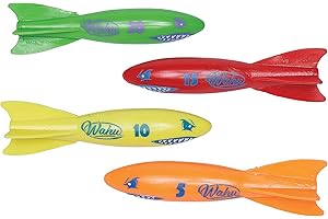 Wahu Dash Divers Pool Toy Set with 5" Diving Sticks, 4-Piece Underwater Torpedoes for Kids Ages 5+, Glides up to 20'