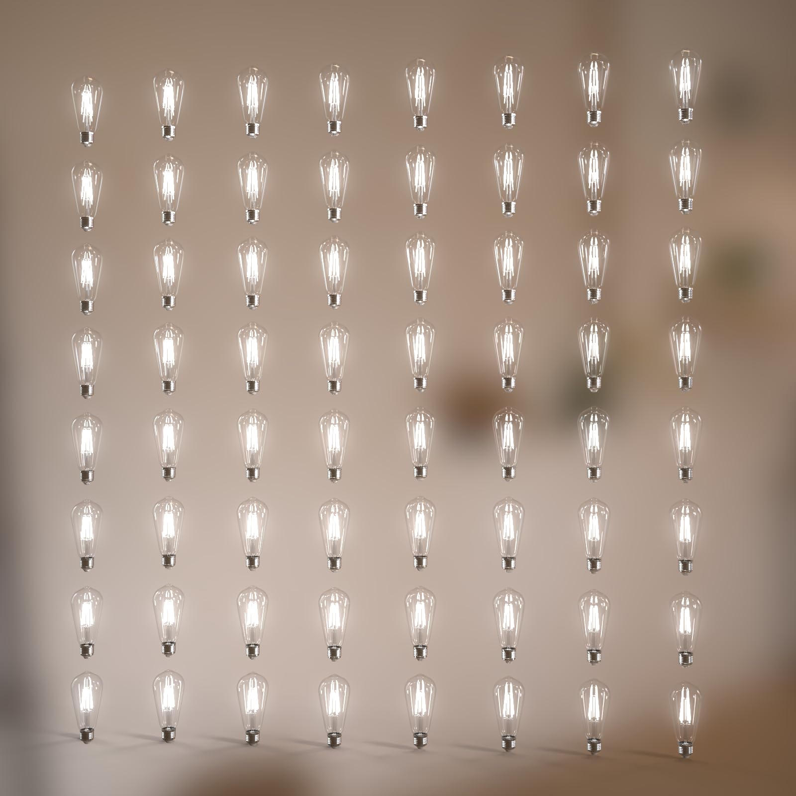 Jensense Edison Bulbs 6W E26 LED Bulb 60 Watt Equivalent, Vintage LED Light Bulbs CRI90+ ST19, Dimmable Clear Light Bulbs, 5000K Daylight Cool White 64 Pack Image