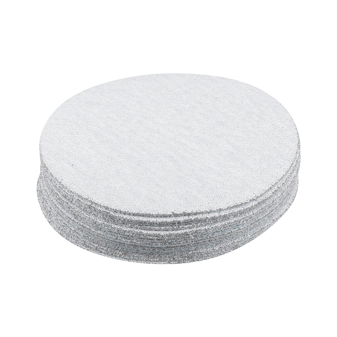 Sourcingmap 20 Pcs 5-Inch Aluminum Oxide White Dry Hook and Loop Sanding Discs Flocking Sandpaper 60 Grit