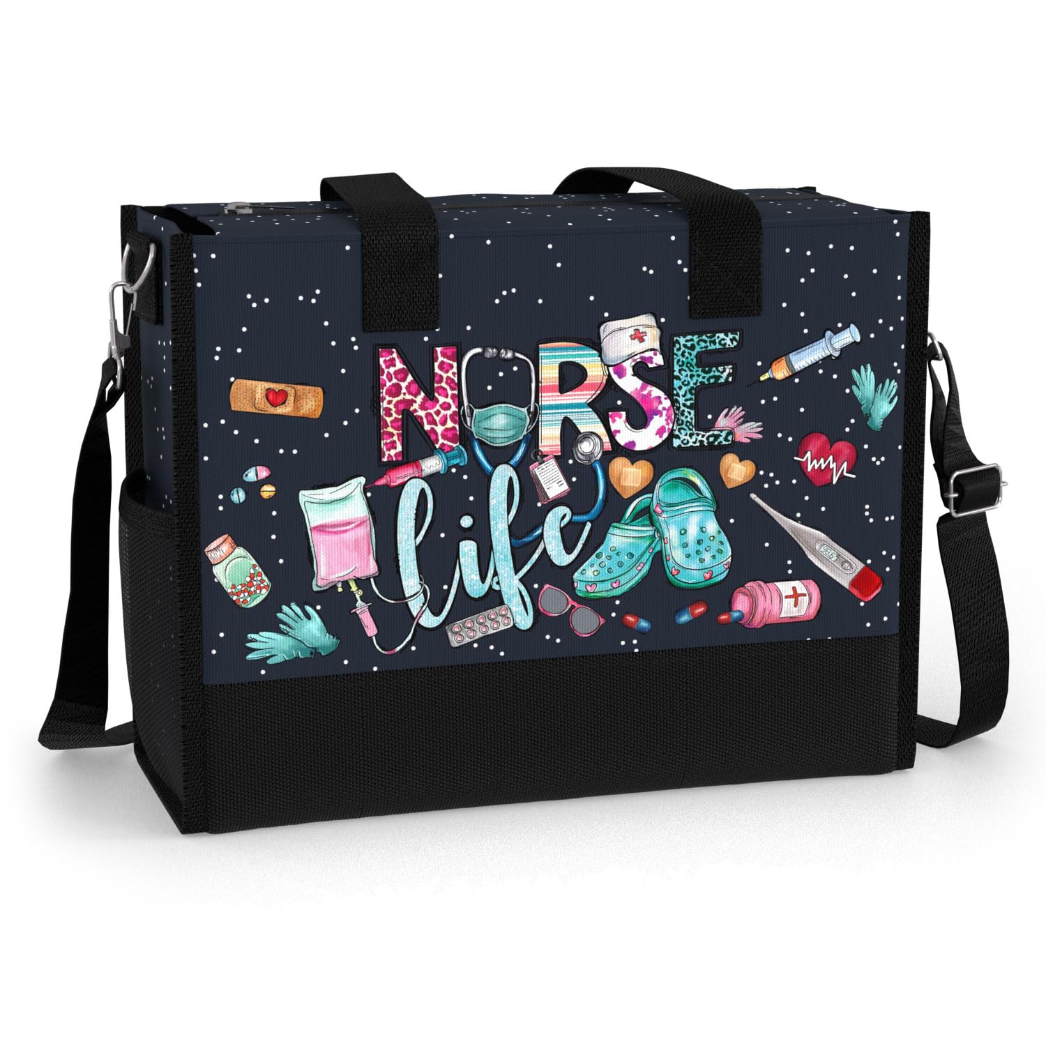 Photo 1 of Aesthetic Tote Bag for Women. Waterproof Large Shoulder Bag with Pockets and Zipper for Travel, Grocery and Work. Gift for Nurse. Nurse Life.