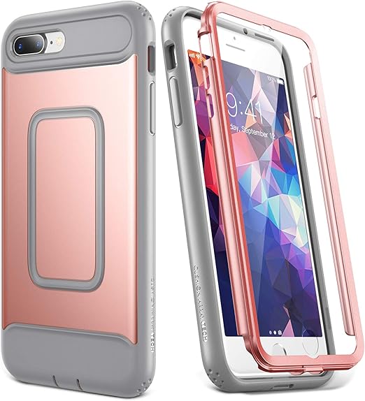 Amazon Com Youmaker Case For Iphone 8 Plus Iphone 7 Plus Rose Gold Full Body With Built In Screen Protector Heavy Duty Protection Shockproof Slim Fit Cover For Apple Iphone 8 Plus 17