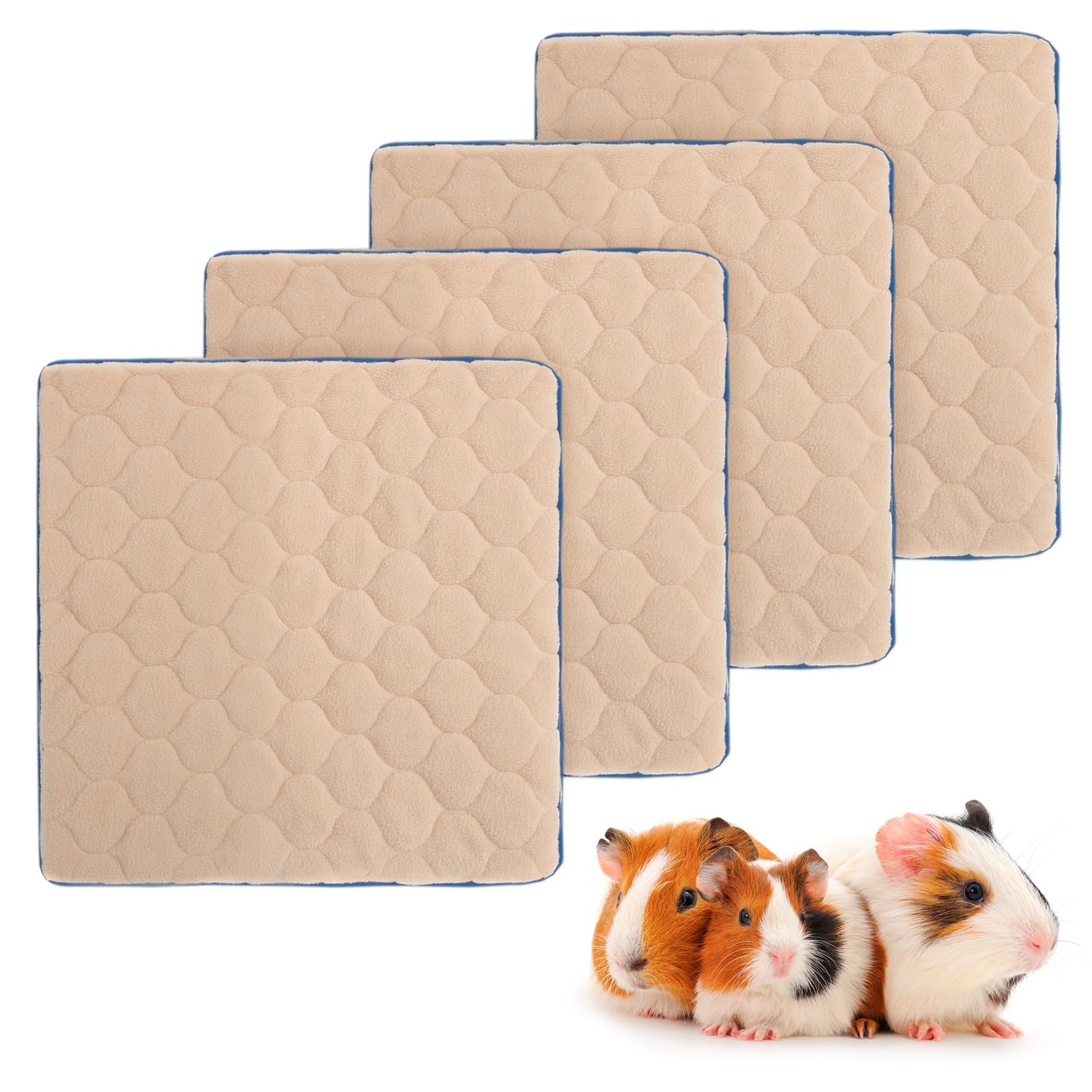 Scenereal Guinea Pig Cage Liner, Fleece Liner 4 Pack - Strong Water Absorption Guinea Pig Bed Reusable Washable Pee Pads, Soft and Comfortable Mat for Small Animals Chinchillas Rabbits Hamster Bunny