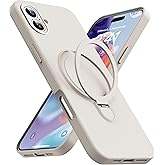 Mephoro Magnetic Stand for iPhone 16 Case, Liquid Silicone, [Compatible with MagSafe][Built-in Kickstand&Ring Holder] Anti-Scratch Soft Microfiber Lining, Stone