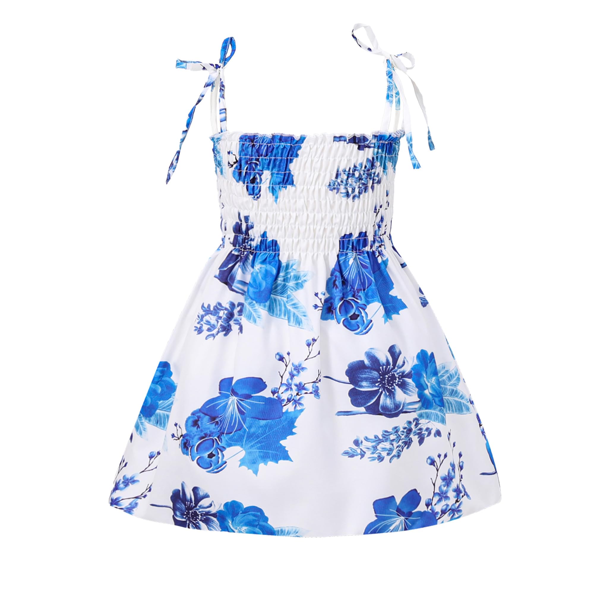 Photo 1 of LYSMuch Toddler Baby Girl Floral Sleeveless Boho Dress Spaghetti Strap Outfit Casual Clothes (Blue Print,6-7 Years)