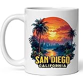 San Diego California Ceramic Coffee Mug 11oz Americas Finest City - Tea Coffee Mug with Comfortable Grip - Unique Travel Gift Cup for Office or Home - Vibrant Long-Lasting Print ID44991