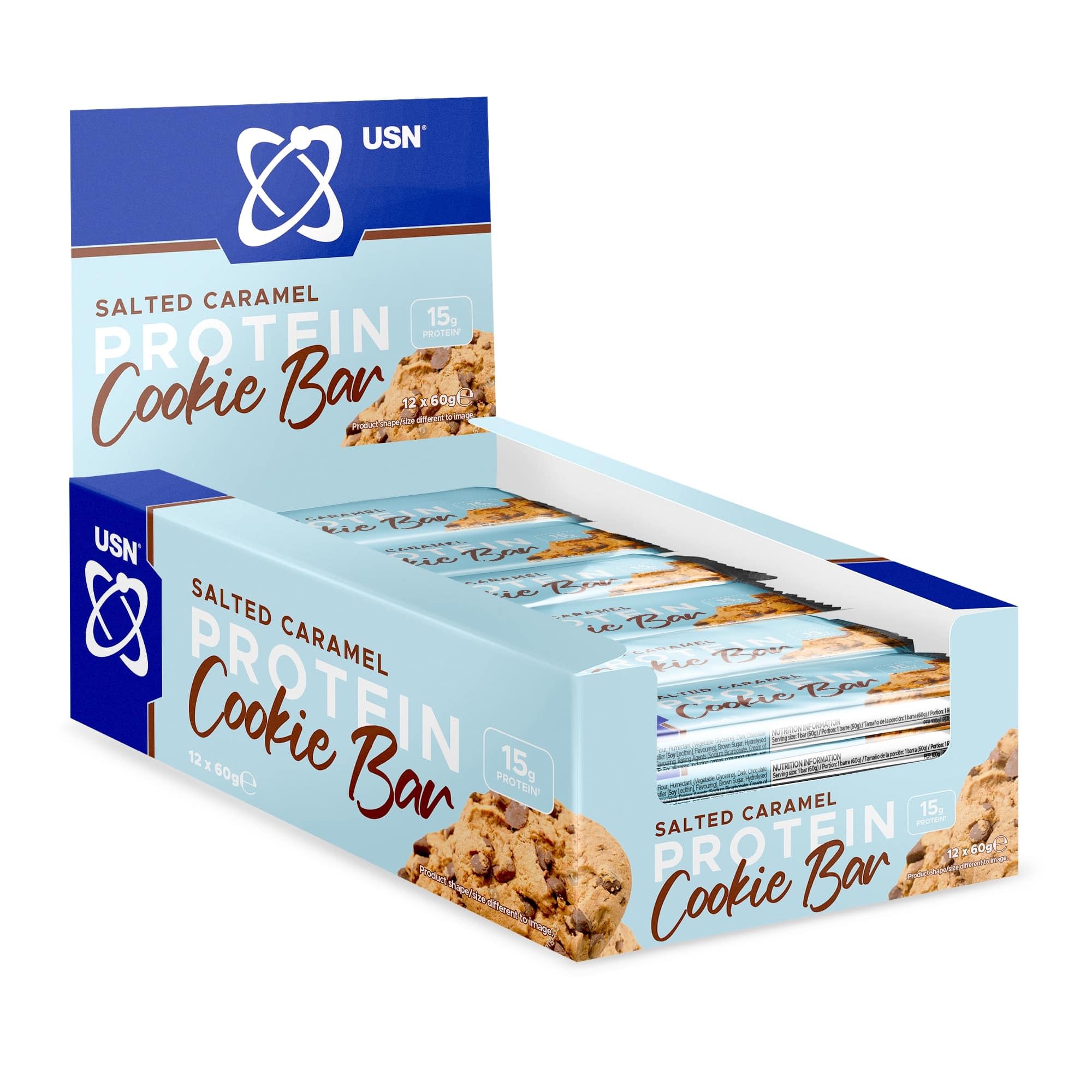 USN Trust Cookie Bar, Salted Caramel Protein Cookie: High Protein Bars, Perfect On-the-Go and Post-Workout Protein Snacks (12 x 60g Bars per Pack)