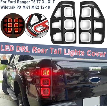Amazon Com Yise N143 2pcs Real Tail Light Led Drl Rear Tail Light Lamp Cover For Ford Ranger T6 T7 Xl Xlt Wildtrak Px Mk2 2012 18 Red Brake Lights Automotive