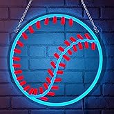 Baseball Neon Sign, Baseball Neon LED Wall Light Decor with USB Powered (6.5ft cable), Dimmable Sport Light Up Gifts Decor for 8-12 Boys, Man Cave, Kids Bedroom, Sport Fan