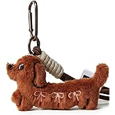 Plush Dachshund Keychain Bag Charm – Cute Stuffed Dog Purse Charm Key Charm Bag Pendant with Wristlet for Handbag, Totes Bag, Backpack, Car Keys, Aesthetic Bag Accessory & Unique Gift for Women & Men