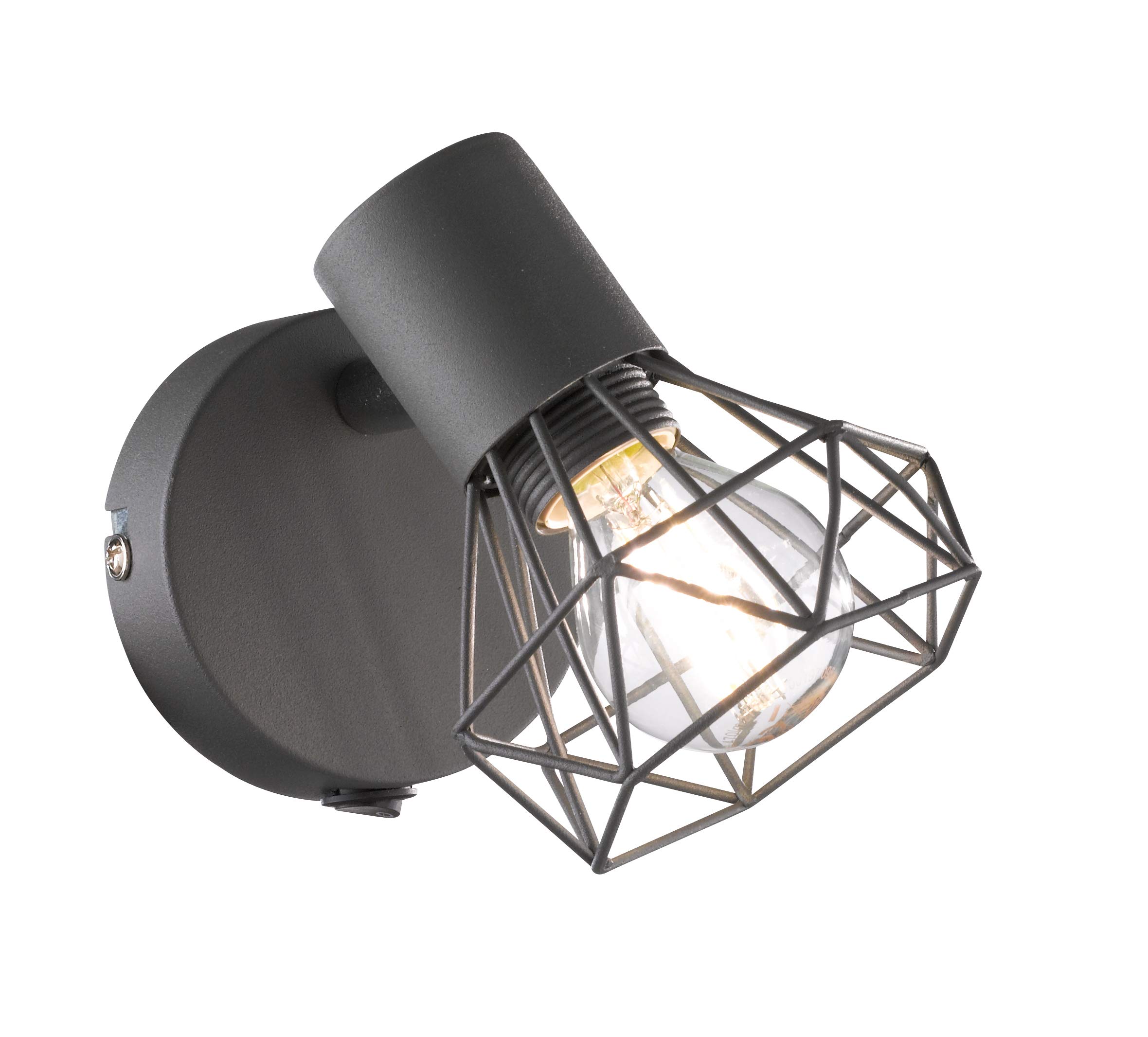 Fischer & Honsel Ran 32470 Wall Spotlight 1x E14 Max. 40 Watt Grey Matt/Chrome with Switch 13.5 x 8 x 16 cm 1 Bulb Grey — image 1