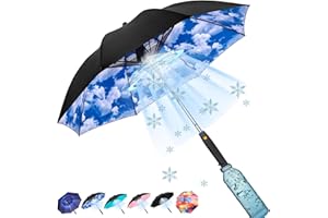 Tefedpot Umbrella with Fan and Mist Spray, 2025 upgraded UV Blocking Umbrella with Fan and Mister for Summer outdoor activities