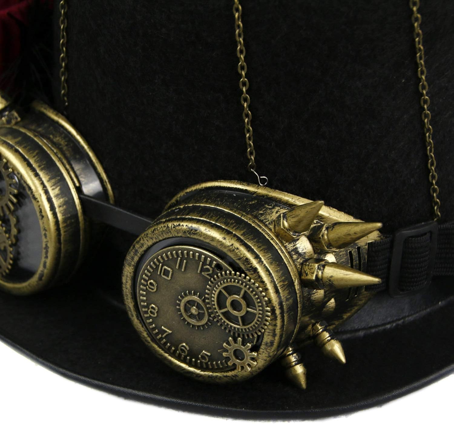 Charmian Unisex Steampunk Top Hat Goggles Gears Chain Deluxe Costume Accessory: Clothing