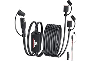 EXTRACTME 7FT Cable Motorcycle Phone Charger, 36W Dual USB A QC 3.0 Motorcycle USB Charger with Smart Charging Protection, Waterproof SAE to USB Charger Adapter for ATV, Dirt Bike, RV etc.