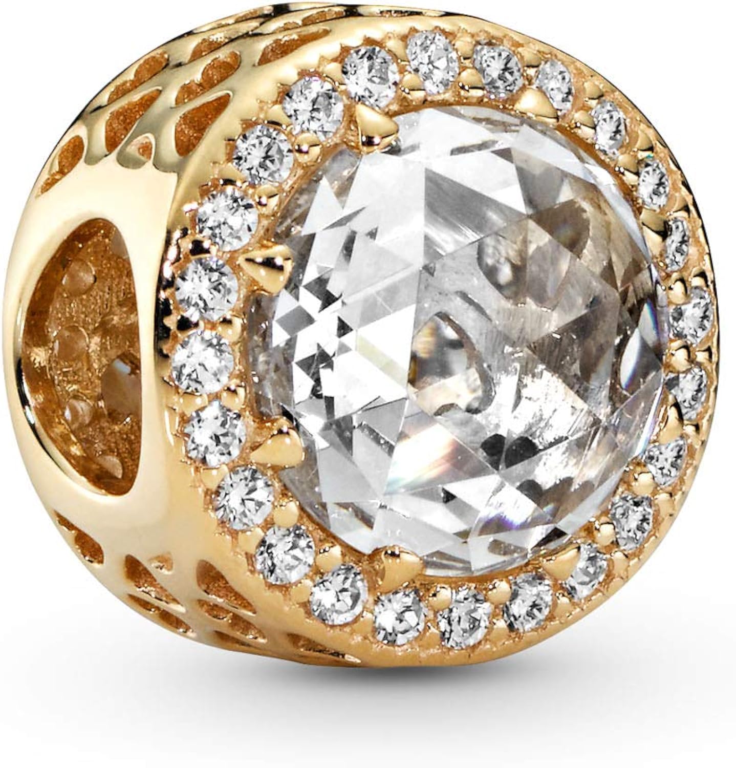 Pandora Jewelry Radiant Hearts Cubic Zirconia Charm in Gold