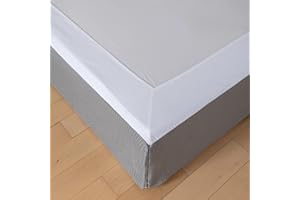 XUAN DIAN King Bed Skirt, Wrap Around Bed Skirt with Pleated Corner, 14 Inch Drop Pleated Waffle Weave Bedskirts, Anti-Slip, Microfiber, Grey, 14'' King