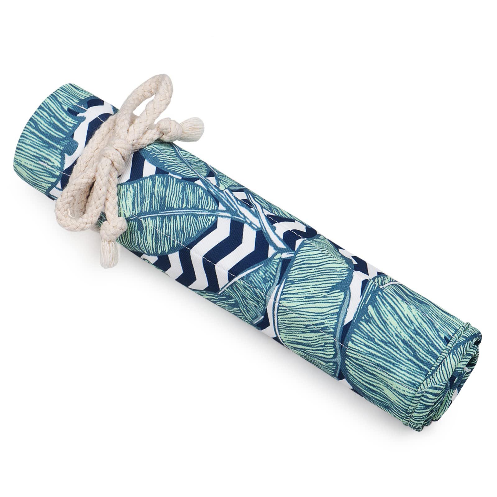 Aeelike Knitting Needle Case Empty, Knitting Needle Roll Up Case for Long Needles, Knitting Needles Holder Case 35cm, Knitting Needles Organiser Roll Wrap Storage Bag With 20 Slots and Twine Lacing