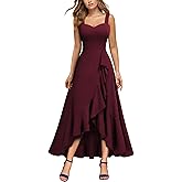 Miusol Women's Casual V-Neck Ruffle Split Flowy Cocktail Party A-Line Dress