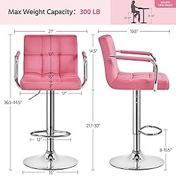 Yaheetech Counter Height Bar Stools Set of 2 Velvet