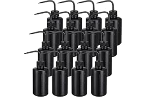 Zubebe 18 Pcs 250 ml Tattoo Wash Squeeze Bottle Bulk Plastic Squirt Lash Water Bottle with Narrow Mouth Scale Labels for Lab Wash Cleaning Water Tools, Plant Irrigation(Black)