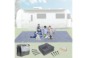 FoundGo Awning Carpet HDPE Camping Outdoor Rug with Eyelets,Carry Bag,Nails,Broom,for RV,Patio,Backyard,Picnic,Beach,Trailer 2 * 3M（6.56'*9.84'）