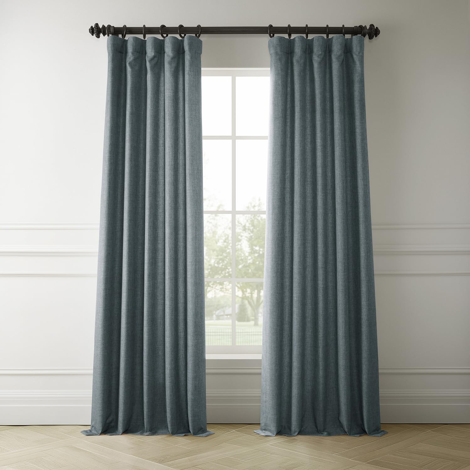 HPD Half Price Drapes Italian Linen Curtains for Bedroom & Living Room 120 Inches Long Room Darkening Curtains (1 Panel), 50W X 120L, Sweden Blue — image 1
