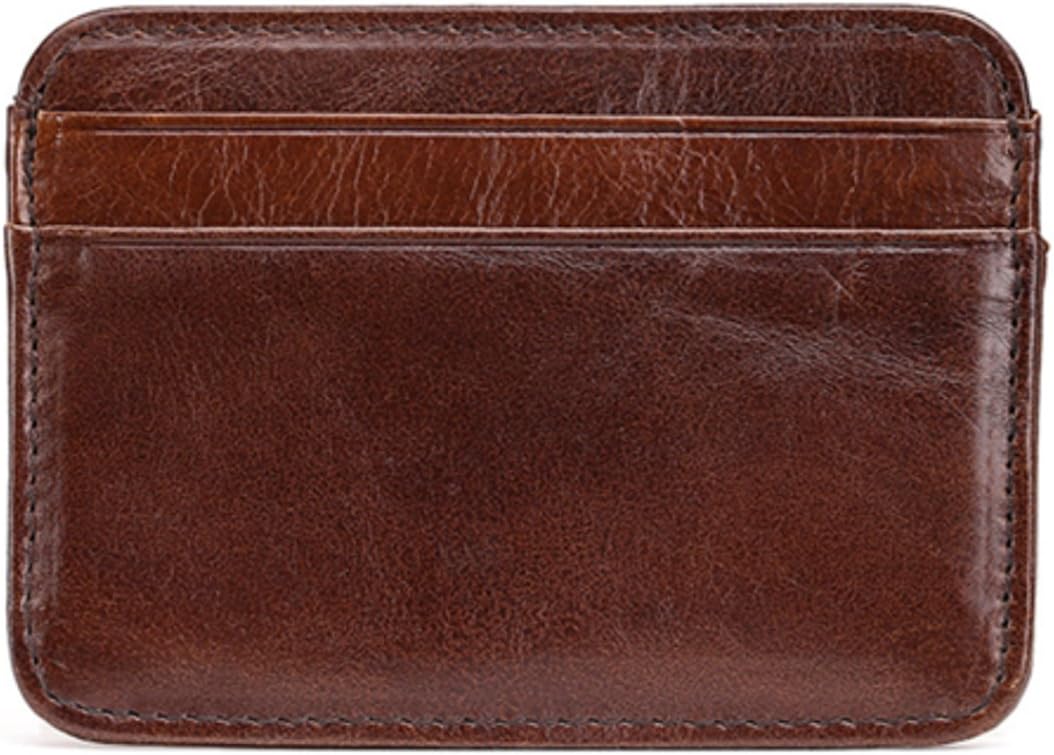 Genuine Leather Credit Card Holder Wallet - 4 Card Slots and 1 Pockets, Slim Design by mSure (02-Brown)