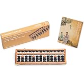 Black long Di fang Wooden Abacus - Professional 13 Column Soroban - 10.83 Inches (27.5 Centimeters) - Calculator with Reset Button - Made