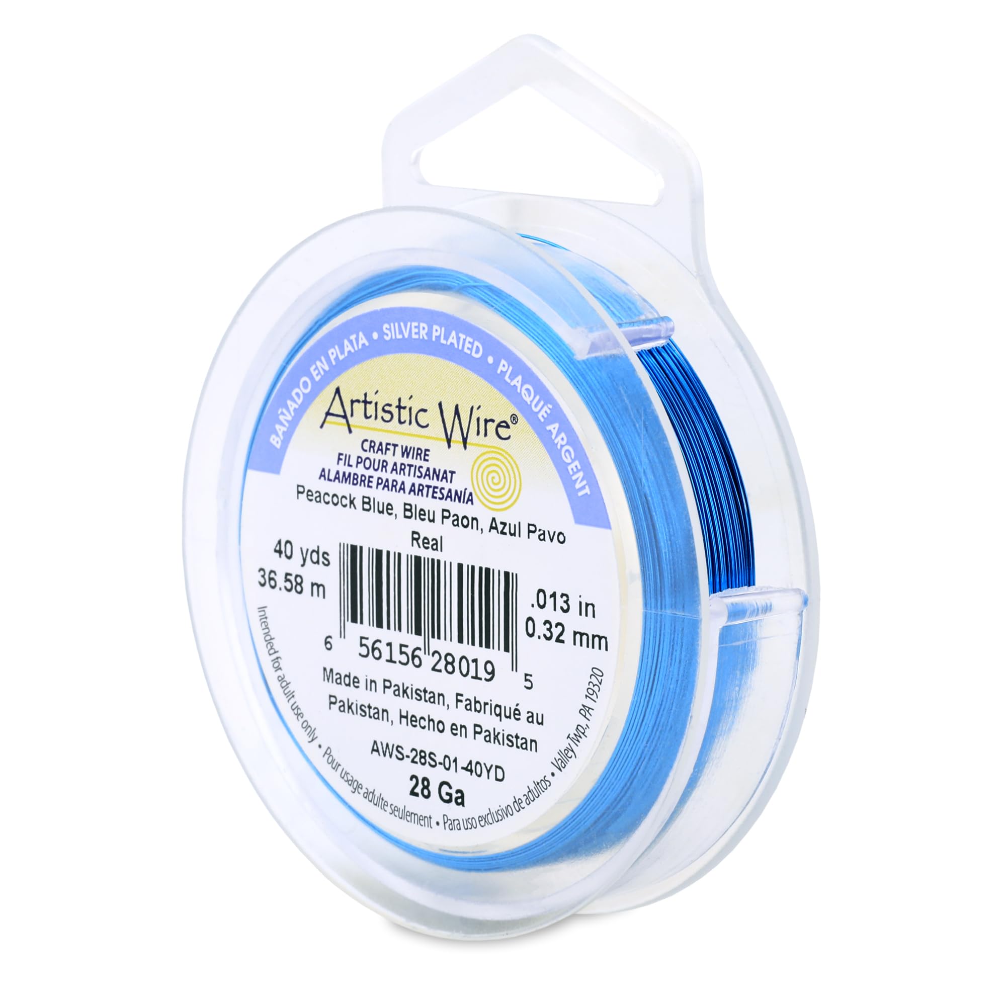 Artistic Wire Silver Plated Tarnish Resistant Colored Copper Craft Wire, Peacock Blue, 28 Gauge, 40 yd — image 1